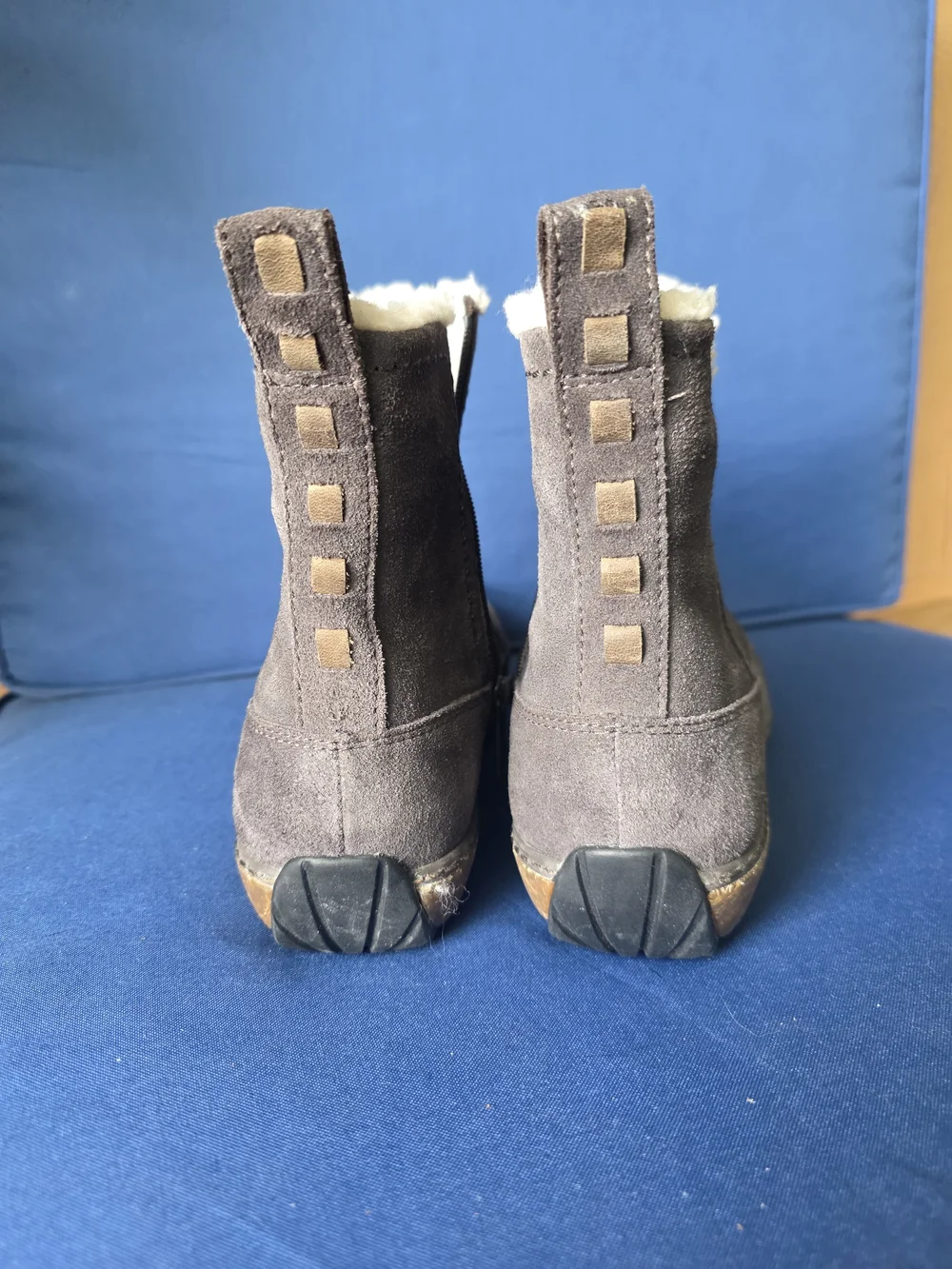 Timberland Suede Shearling Ankle Boots Women’s 7 Gray Fleece Lined